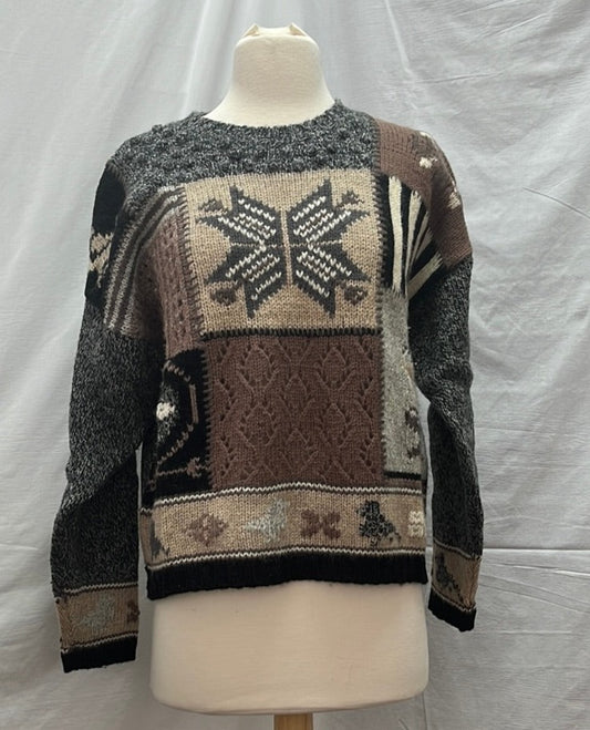 VTG -- Eddie Bauer grey brown Wool Blend Crew Neck Pullover Sweater -- M