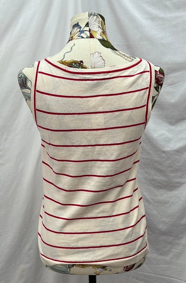 NWT -- Ann Taylor Red White Stripe Linen Blend Tank Top -- M