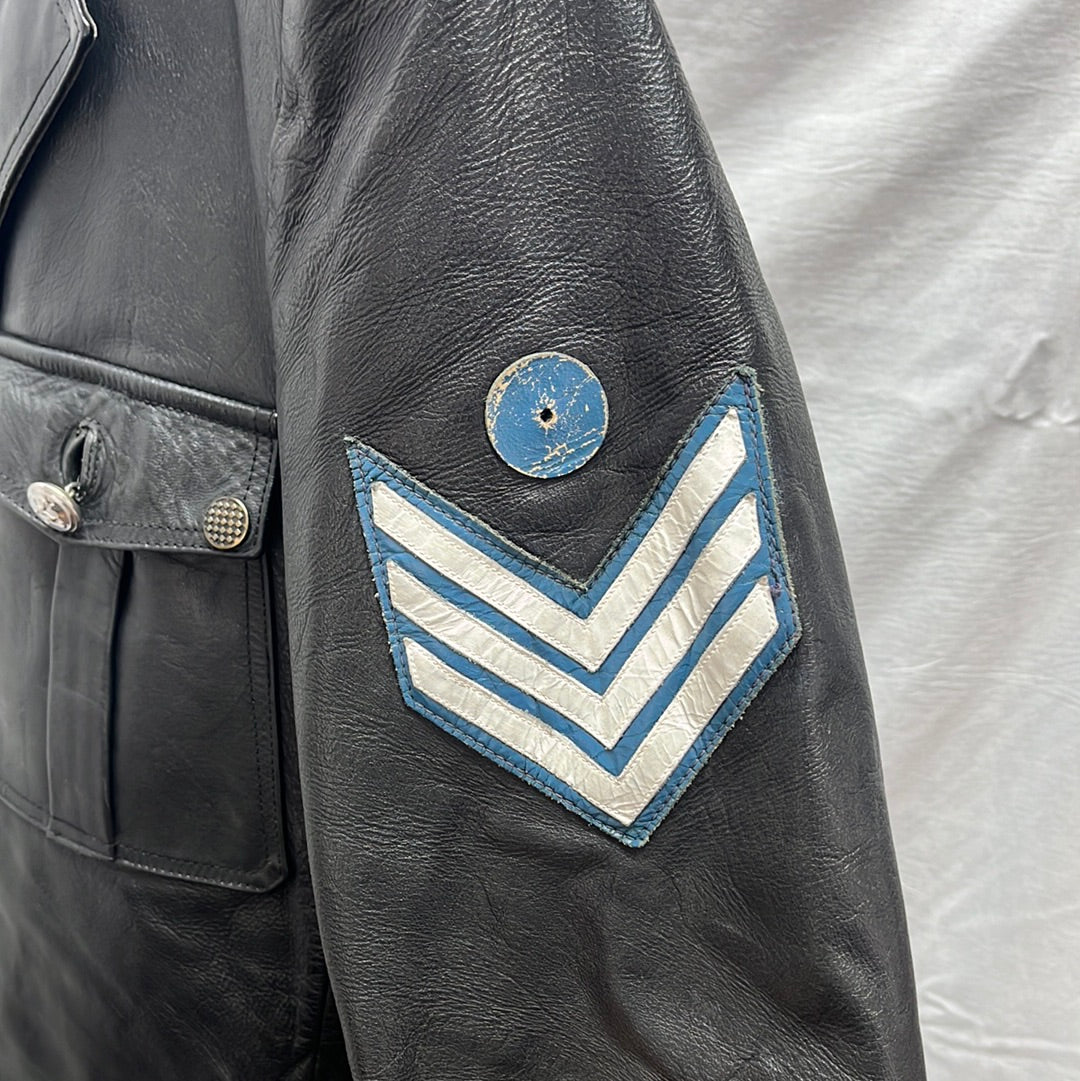 VTG -- Belgian Police Officer's Chrome Leather Jacket -- S