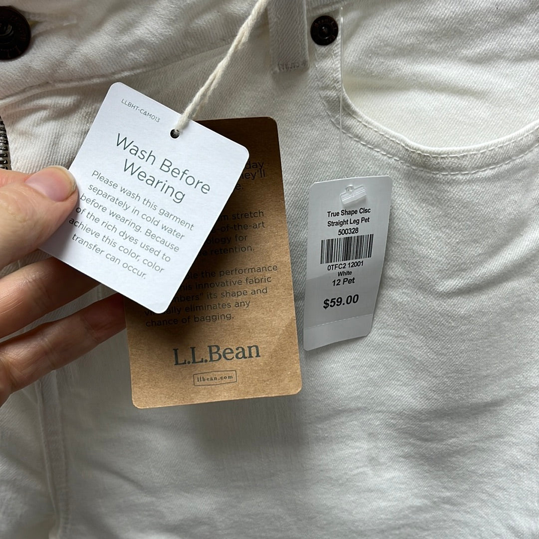 NWT -- L.L. Bean White Classic Fit Jeans -- 12P