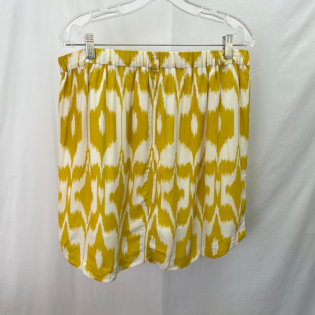 NWT -- Ann Taylor Yellow Rorshach Blot Mini Skirt -- L Petite