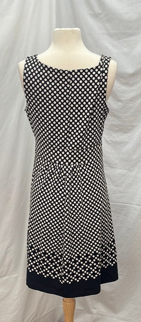 Land's End Black White Sleeveless Polka Dot Dress -- S