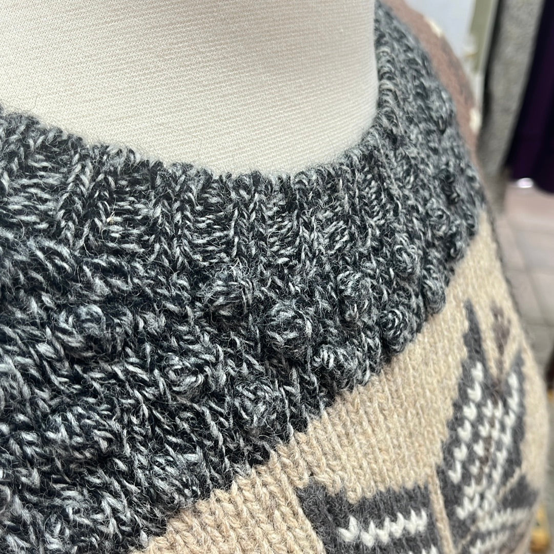 VTG -- Eddie Bauer grey brown Wool Blend Crew Neck Pullover Sweater -- M