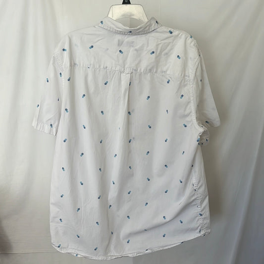 Chaps White Pineapple Print Short-Sleeve Button-up Shirt -- Size XL