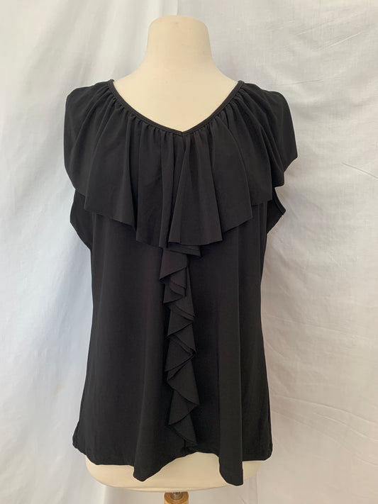 NWT - SAINT TROPEZ WEST black sleeveless ruffle Shirt - Size XL