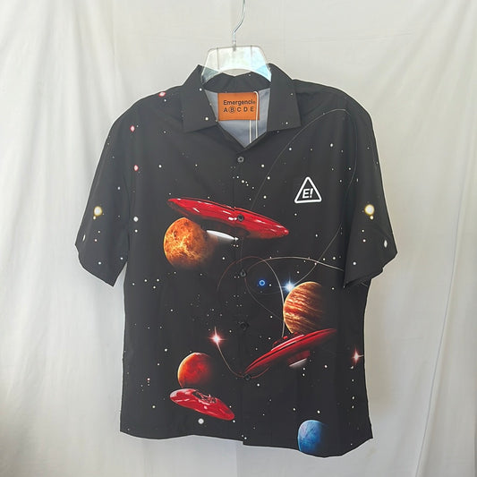 NWT -- Emergenci LA UFO Print Short-sleeve Button-down Shirt -- L/B