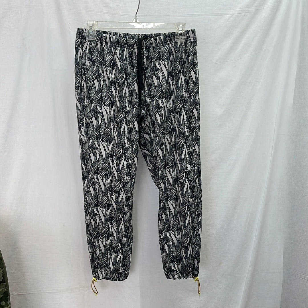 KAVU black white Leaf Print Pants -- XXS