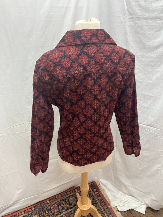 Christopher and Banks red black Print Corduroy Jacket -- M