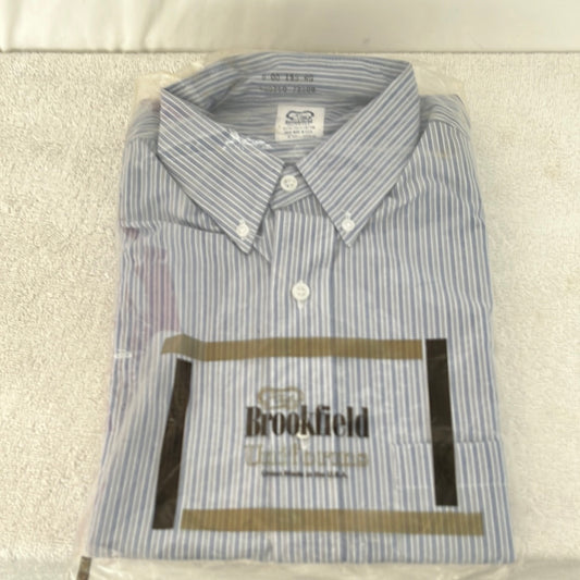 NIP -- Brookfield Uniforms Blue Stripe Short Sleeve Button-down Shirt -- 15.5 Regular