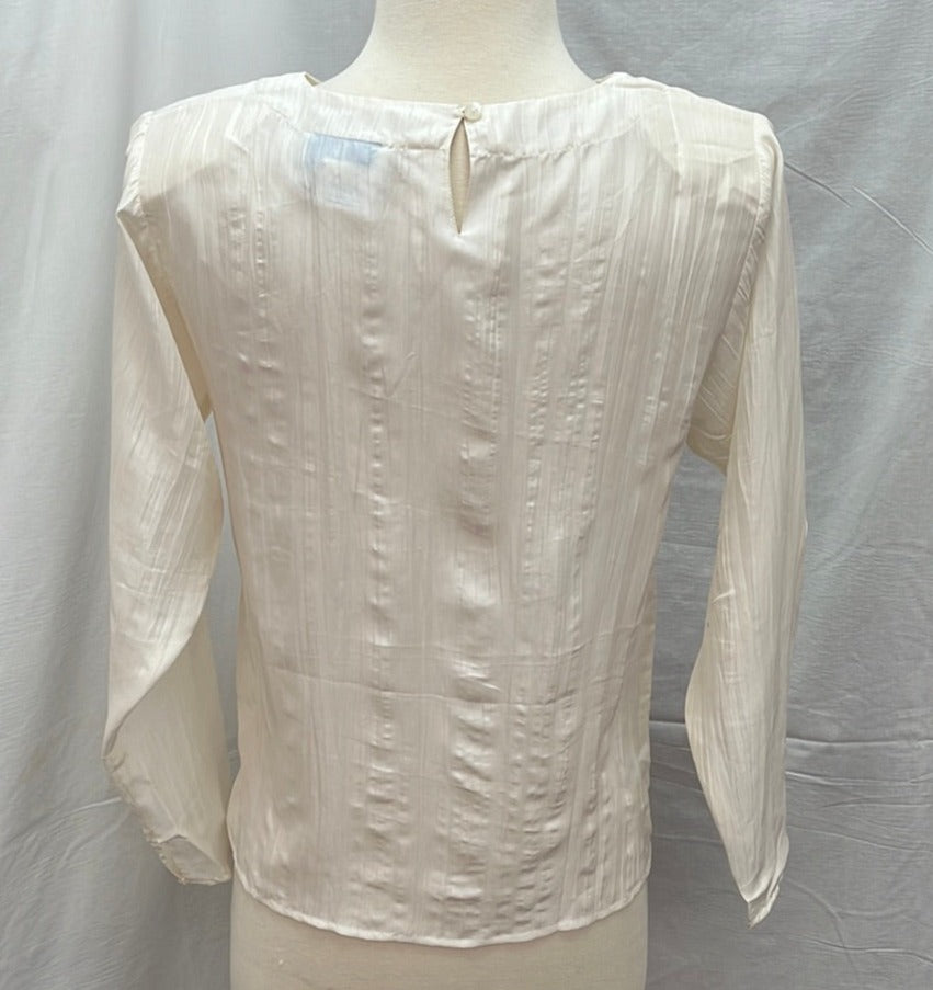 Winter Silks White Silk Long Sleeve Blouse -- XS
