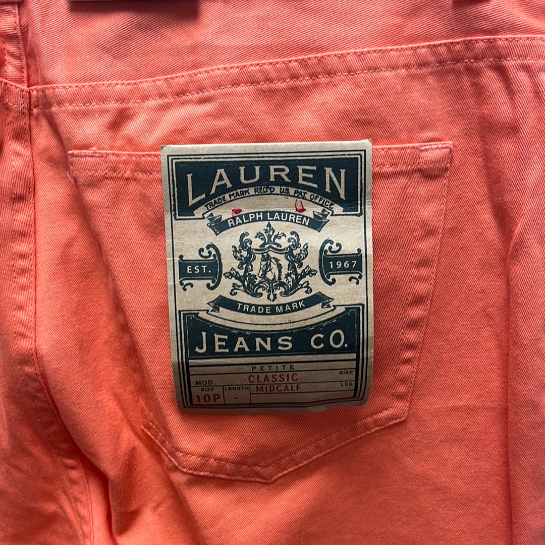 NWT -- Ralph Lauren Classic Peach Midcalf Jeans -- 10P