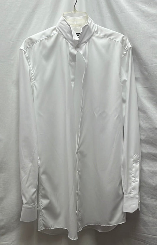 Indochino White Plain-front Tuxedo Shirt -- M (measurements in description)