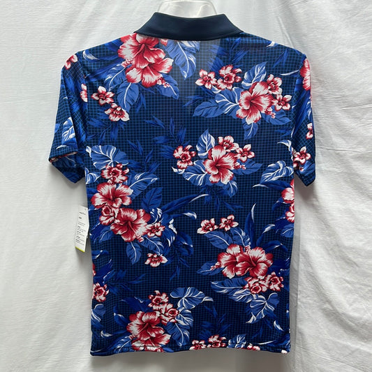 NWT -- Old Navy blue red Hawaiian Grid Active Polo Print -- S