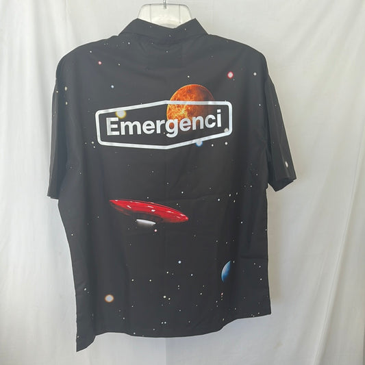 NWT -- Emergenci LA UFO Print Short-sleeve Button-down Shirt -- L/B
