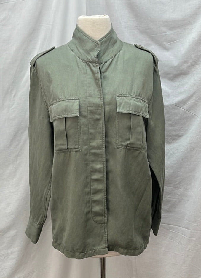 RAILS green Tencel Linen Aztec Embroidered Military Jacket -- XS