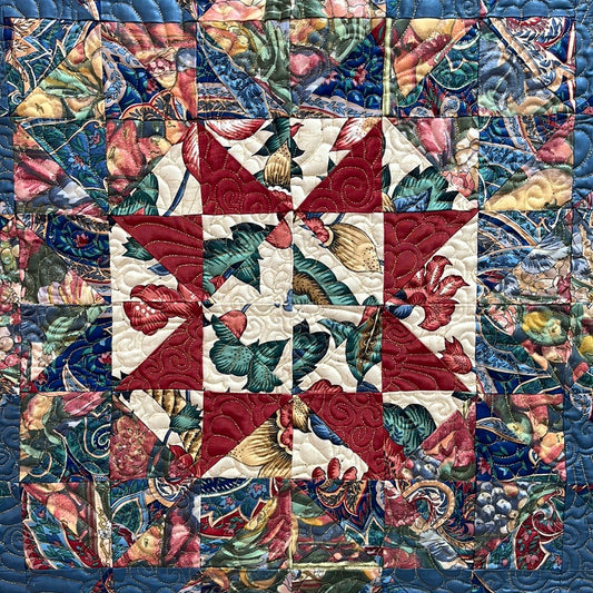 VTG -- Framed, Hand-Stitched Quilt by Raleigh, NC Artist, D.D. Blackerby
