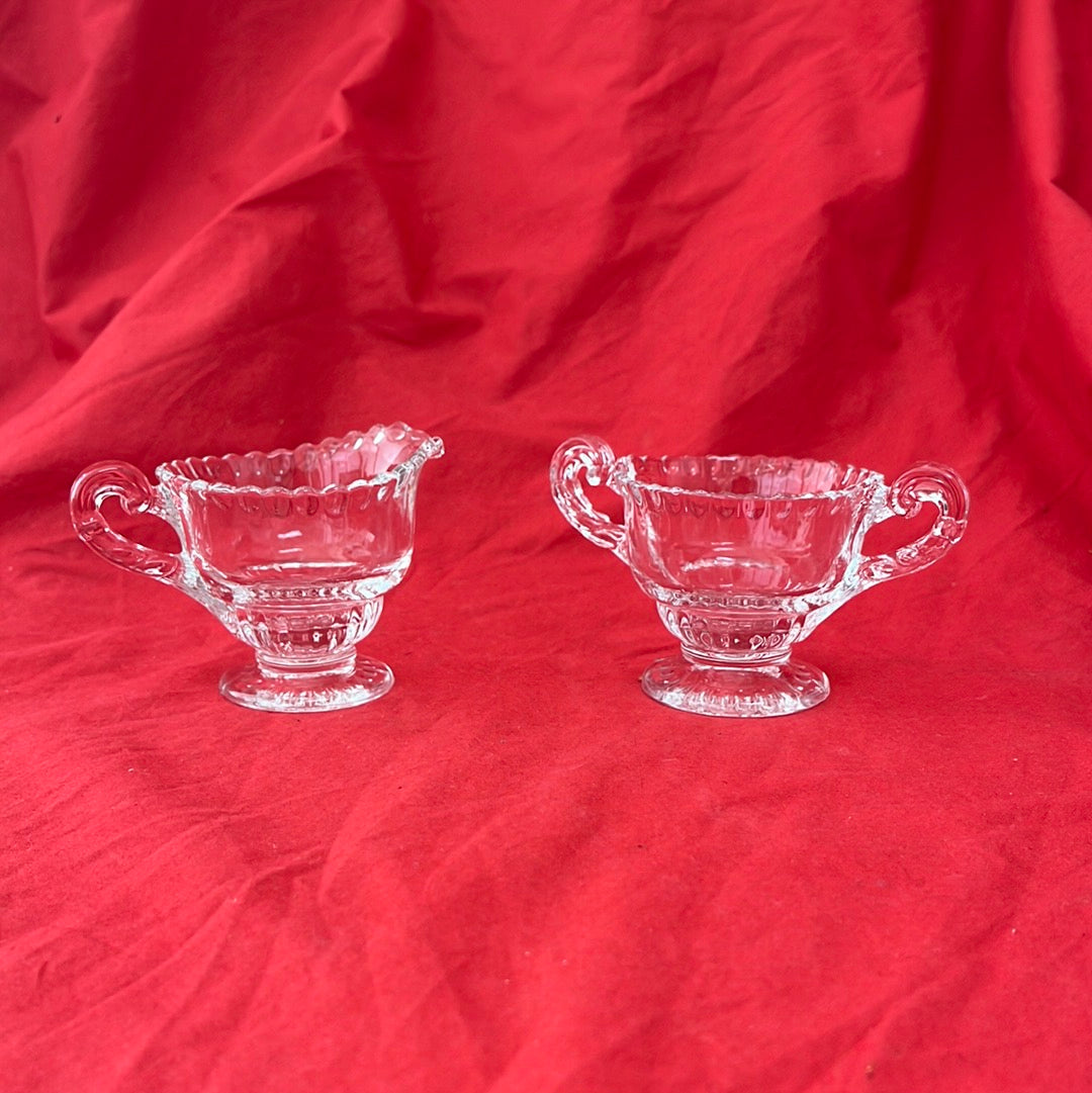 VTG -- Unmarked Crystal Creamer and Sugar Bowl