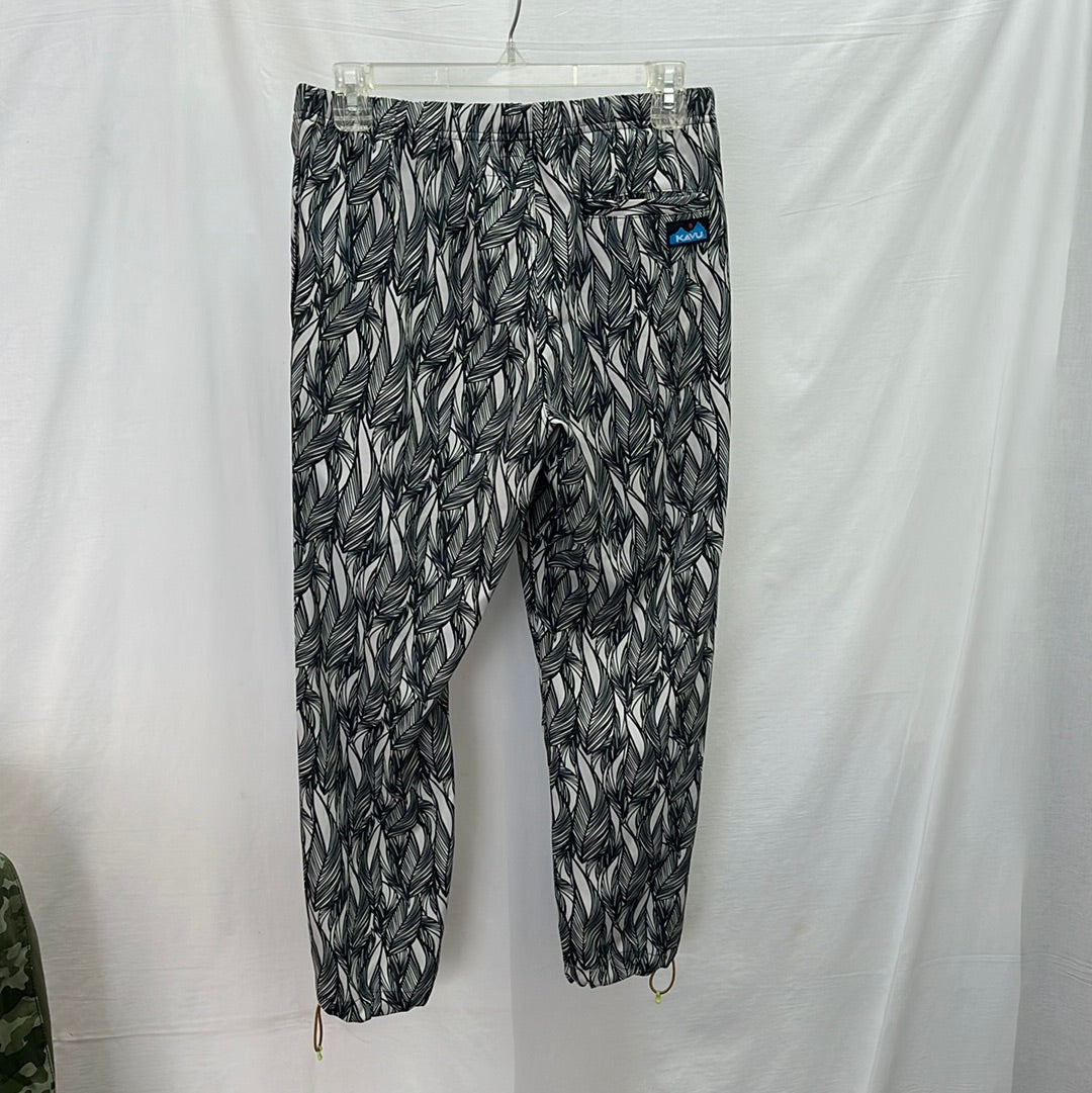 KAVU black white Leaf Print Pants -- XXS