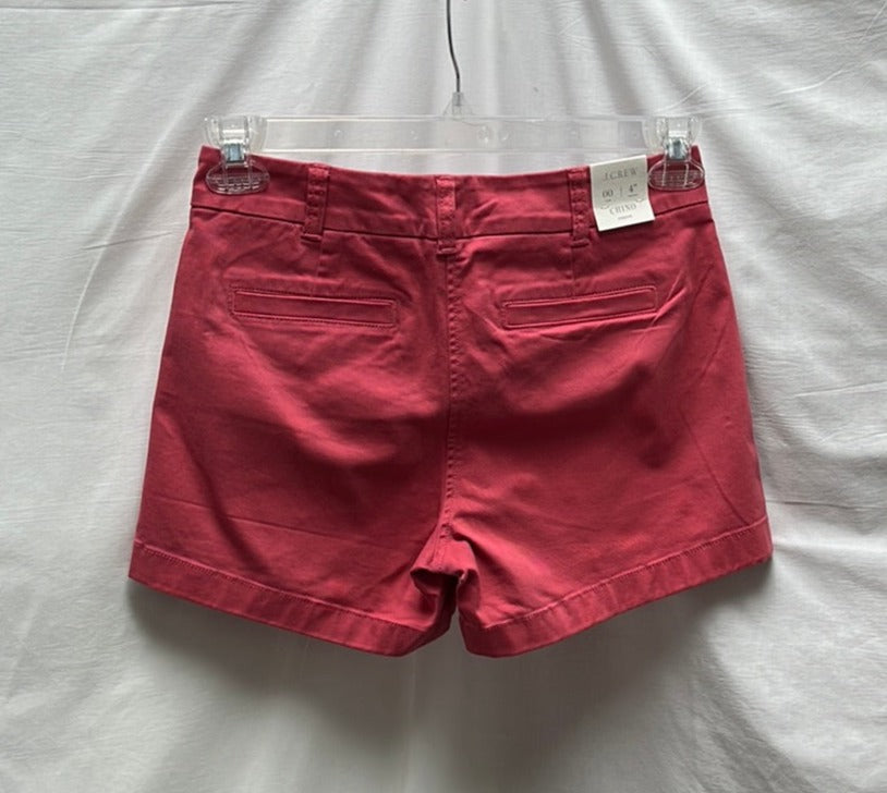 NWT -- J. Crew Hot Pink Chino Shorts  -- Size 00