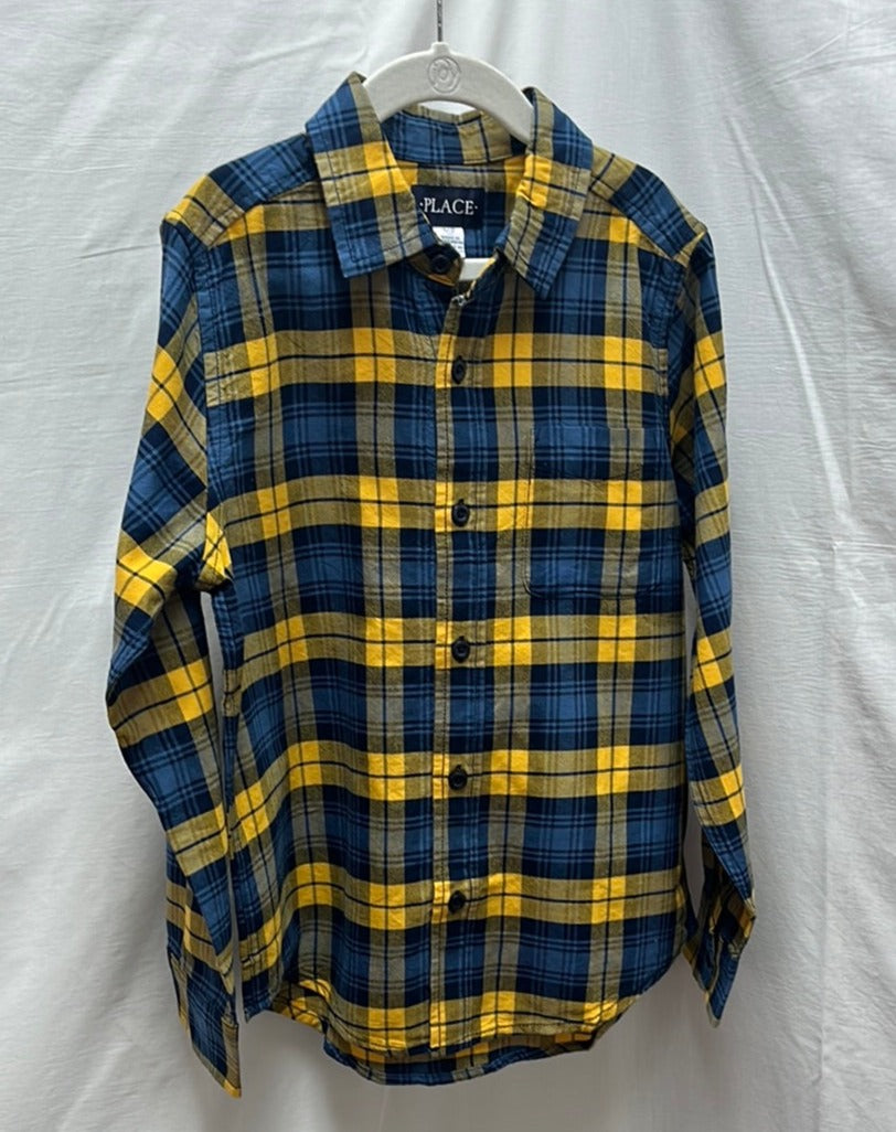 NWT -- The Children's Place Blue Plaid Long Sleeve Shirt -- 7/8