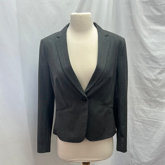 NWT -- H&M charcoal grey One-button Notch Lapel Blazer -- US 10