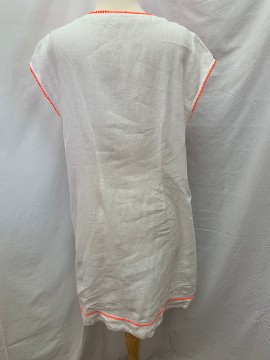 BODEN white neon pink Linen Shift Dress - US 10
