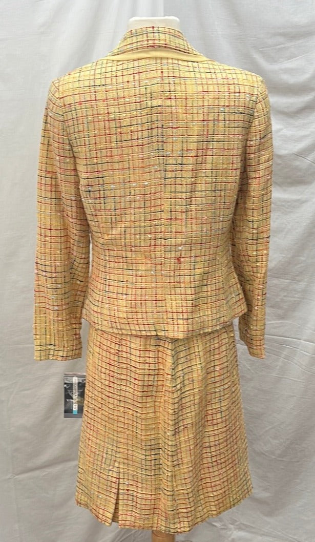 NWT / VTG -- Requirements Cornsilk Yellow Multi Tweed Skirt Suit -- 8P