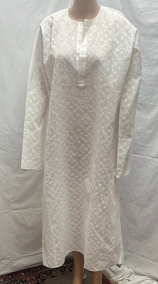 Lal Behari Tandon Women's Embroidered White Kurta -- One Size