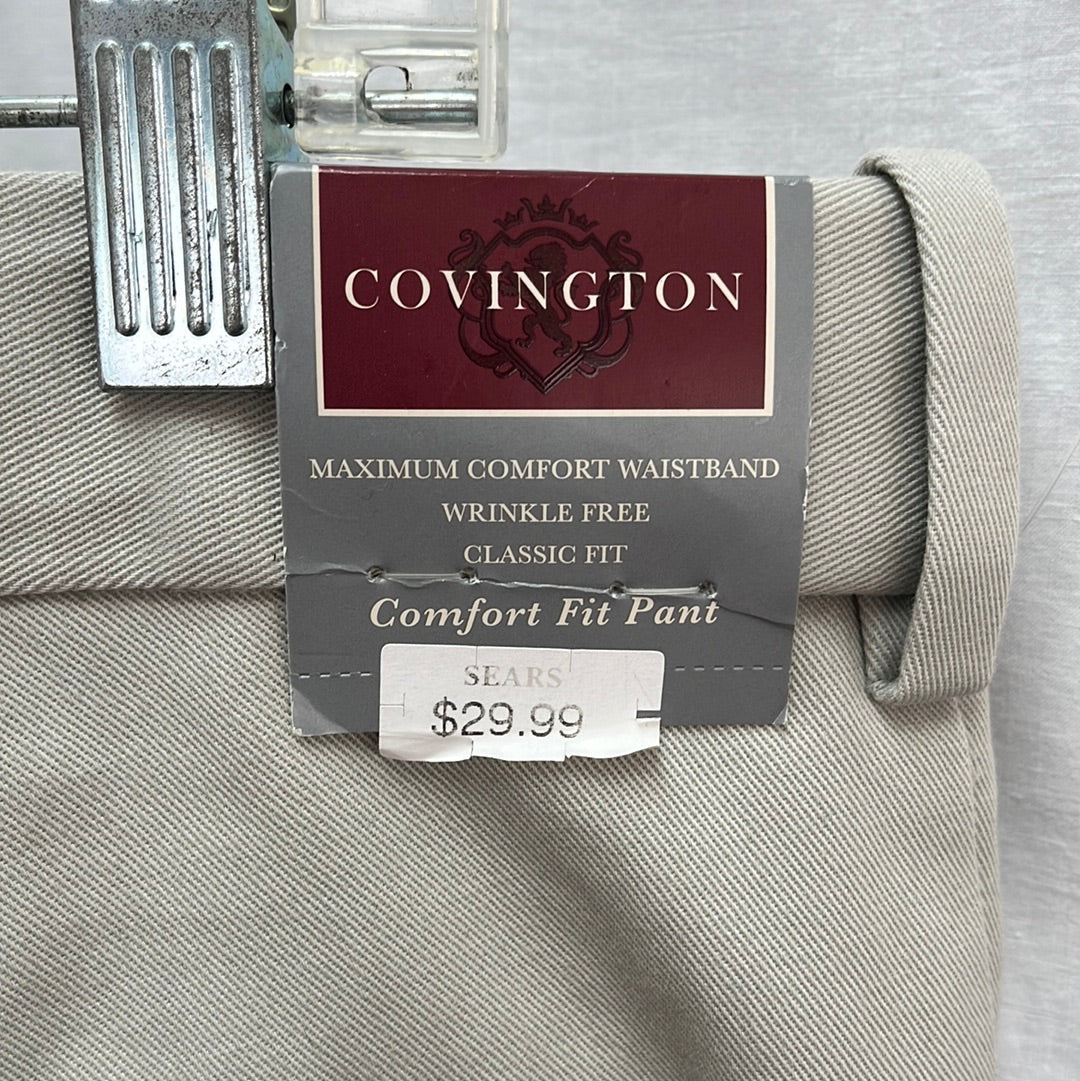 NWT -- Covington Light Tan Pleated Classic Fit Pant -- 36/30
