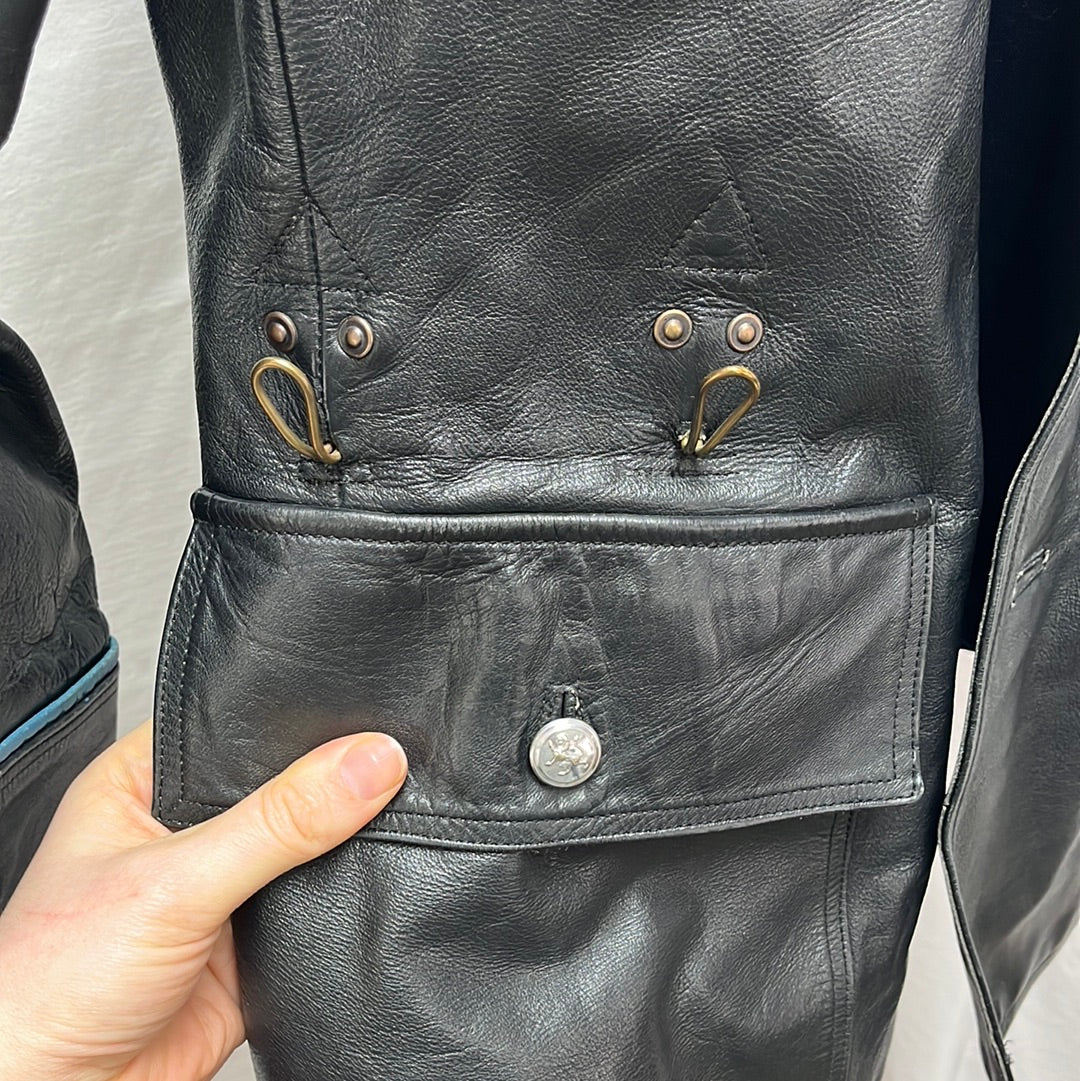 VTG -- Belgian Police Officer's Chrome Leather Jacket -- S