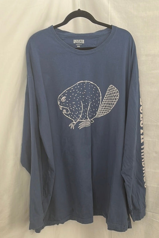 Duluth Trading blue Angry Beaver Long Sleeve T Shirt -- 3XL
