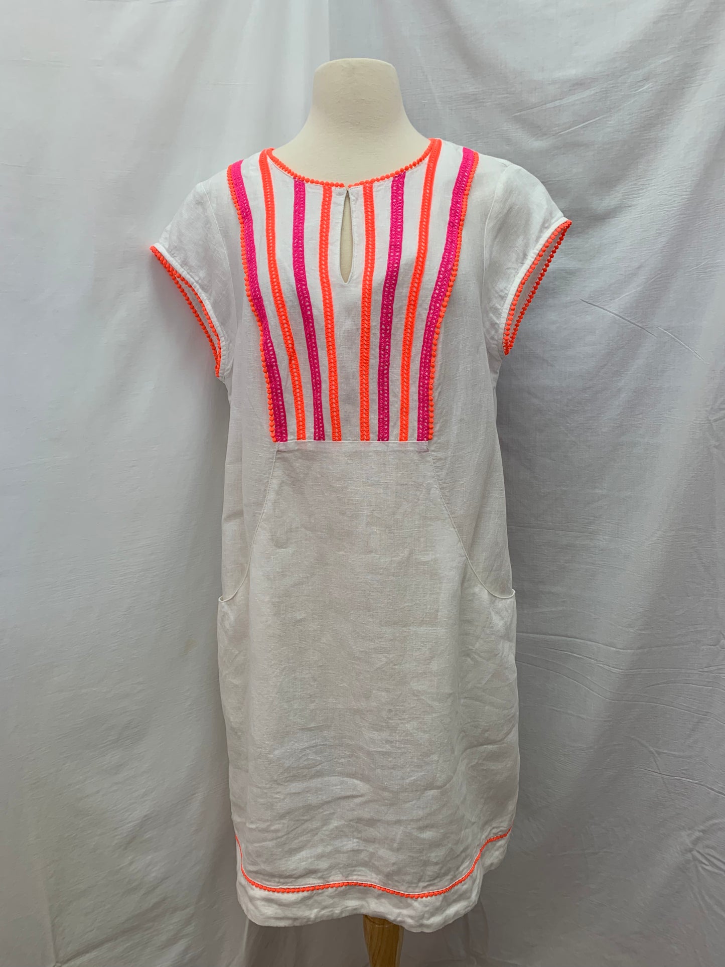BODEN white neon Linen Shift Dress - US 10