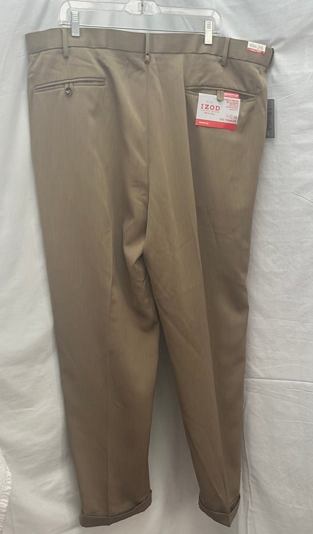 NWT -- Izod Khaki Sport Big Tall Traveler Dress Pants -- 46W/34L