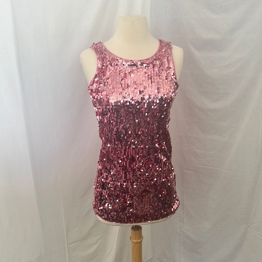 DKNY Pink Sequined Tank Top -- 12