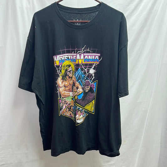 VTG -- Wrestlemania black 6 Shirt with Retro 90s Graphics -- 2XL