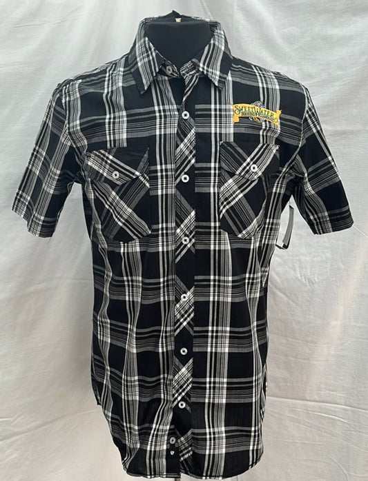 NWT - Burnside Apparel Black Plaid Sweetwater Brewing SS Shirt - M