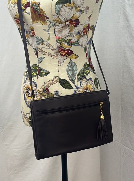 Kim Rogers Dark Brown Leather Crossbody Bag