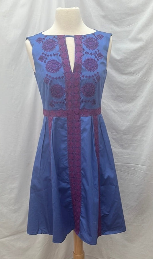 Nanette Lepore Blue Purple Embroidered Dress -- 2