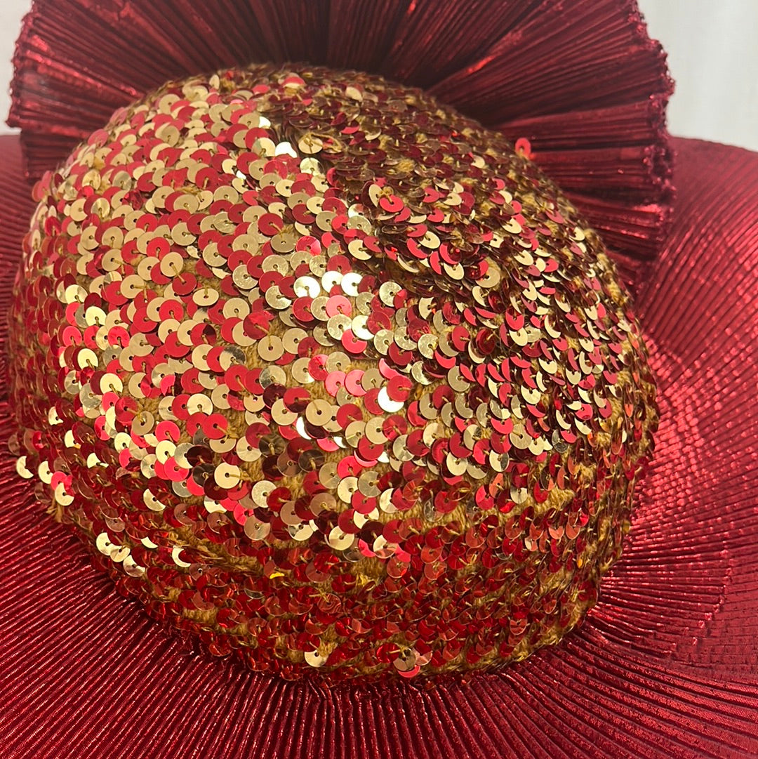 VTG -- Glory NYC Red and Gold Sequined Women's Hat