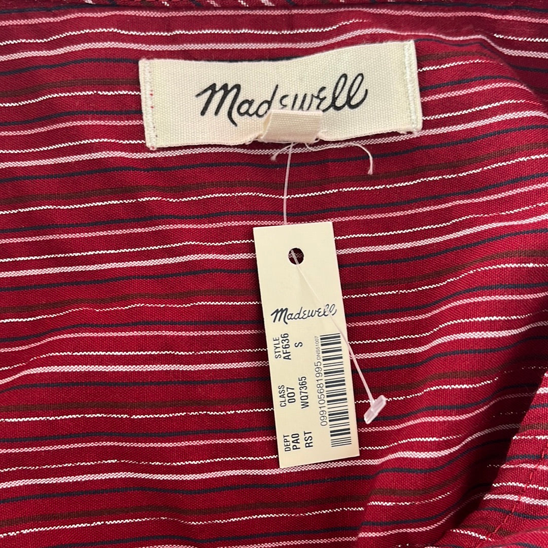 NWT -- Madewell Burgundy Stripe V-neck Long Sleeve Top -- S