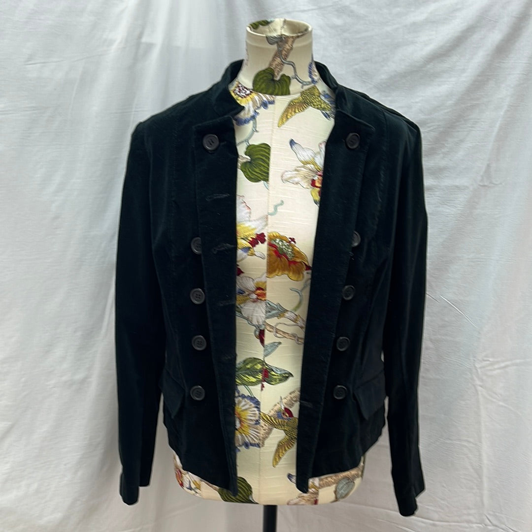 A.N.A. Black Velvet Button Jacket -- M