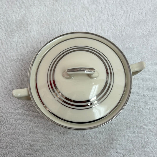 VTG - Sugar Bowl w/ Lid in Nimbus Platinum by Syracuse China