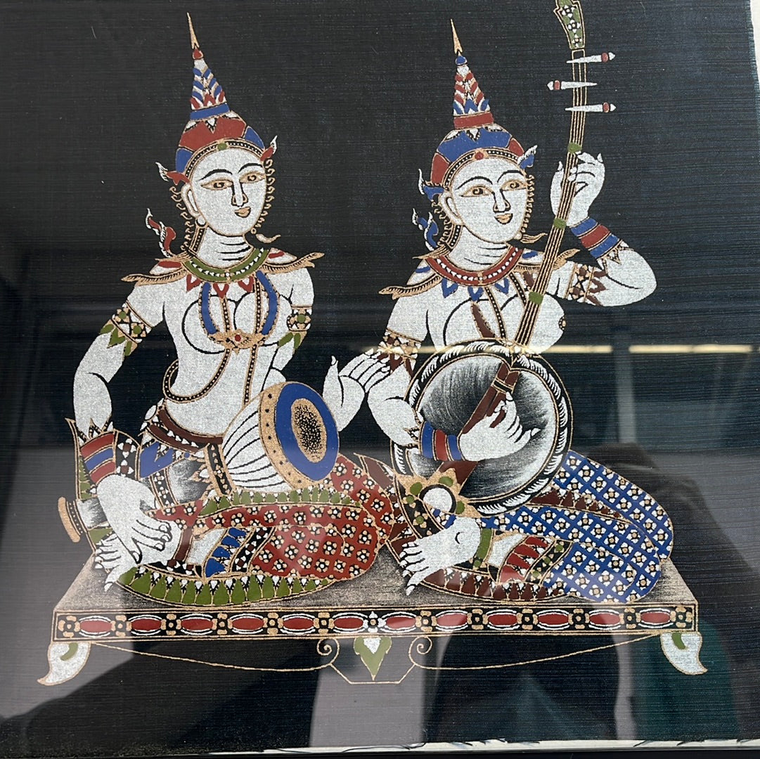 VTG -- Framed Thai Silk Painting