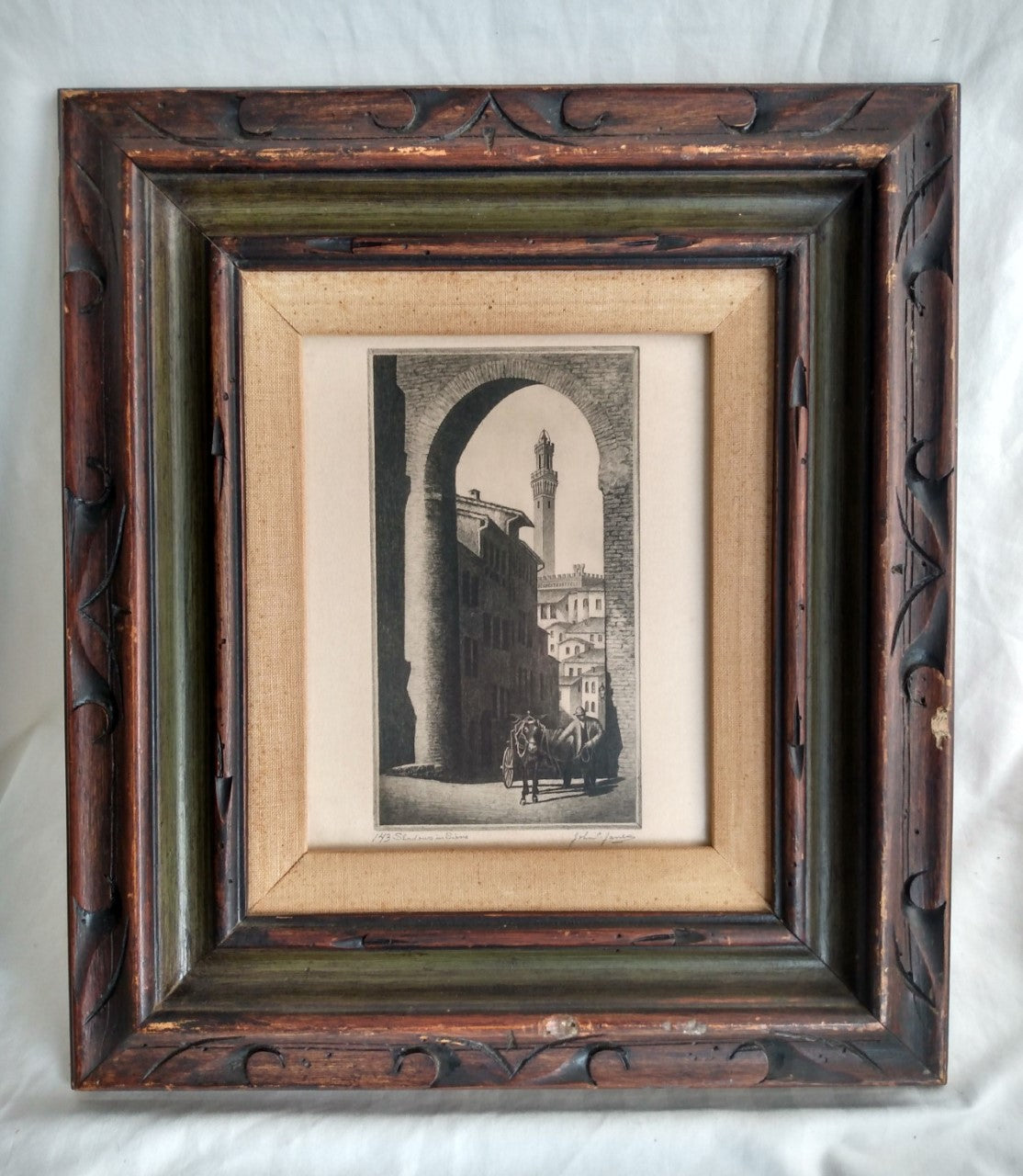 Vintage Framed John C. James etching- numbered and signed- Rare