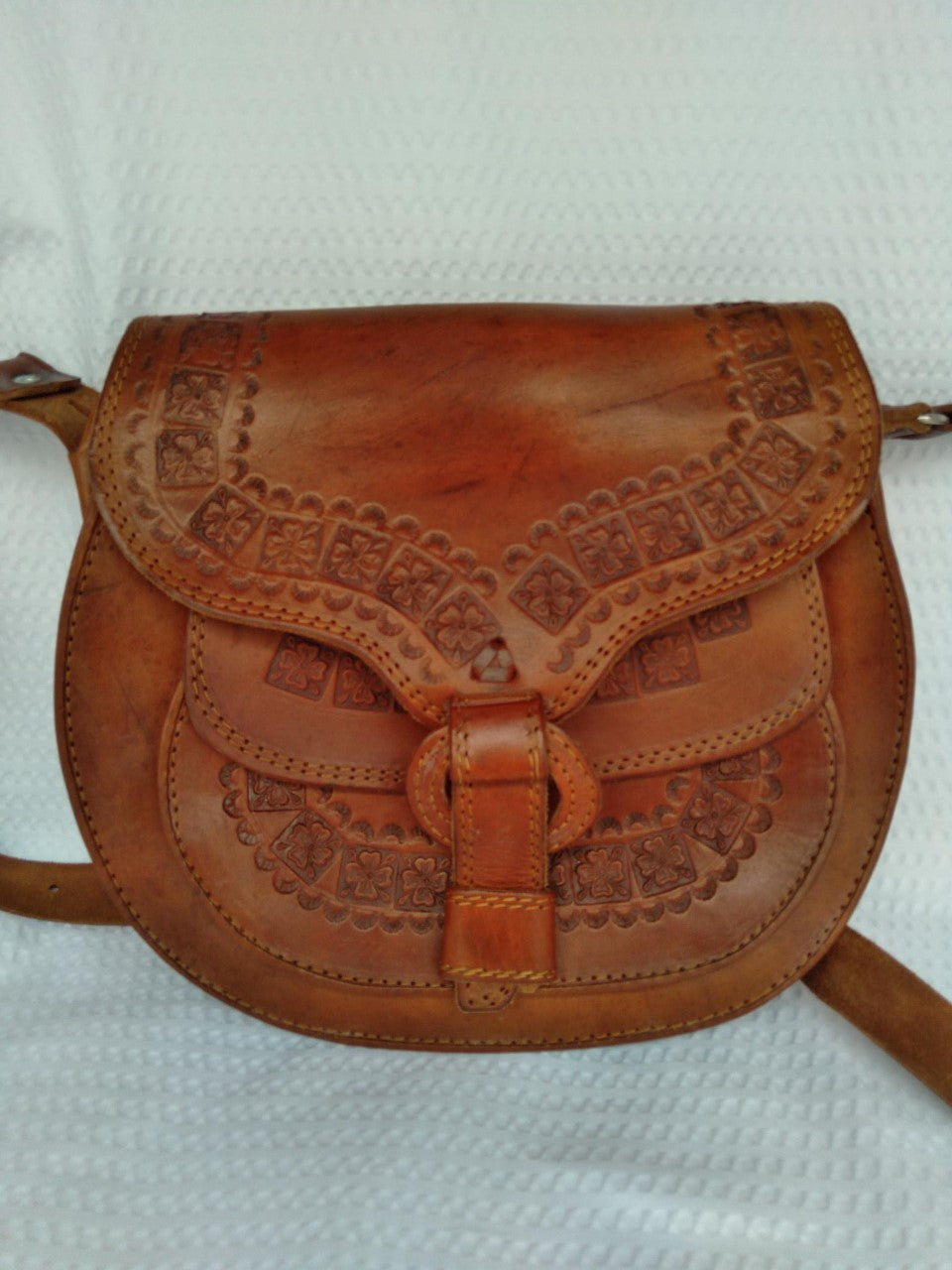 Handmade Brown Leather 70s Inspired Cross Body Bag