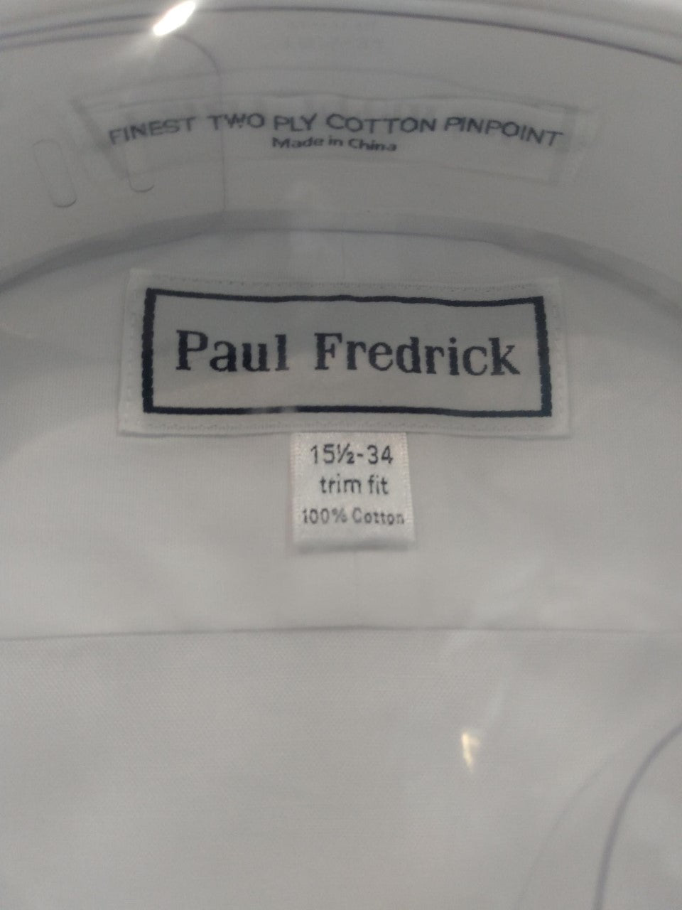NIP - Paul Fredrick Trim Fit Two-Ply Cotton Long Sleeve Shirt - 15.5 34
