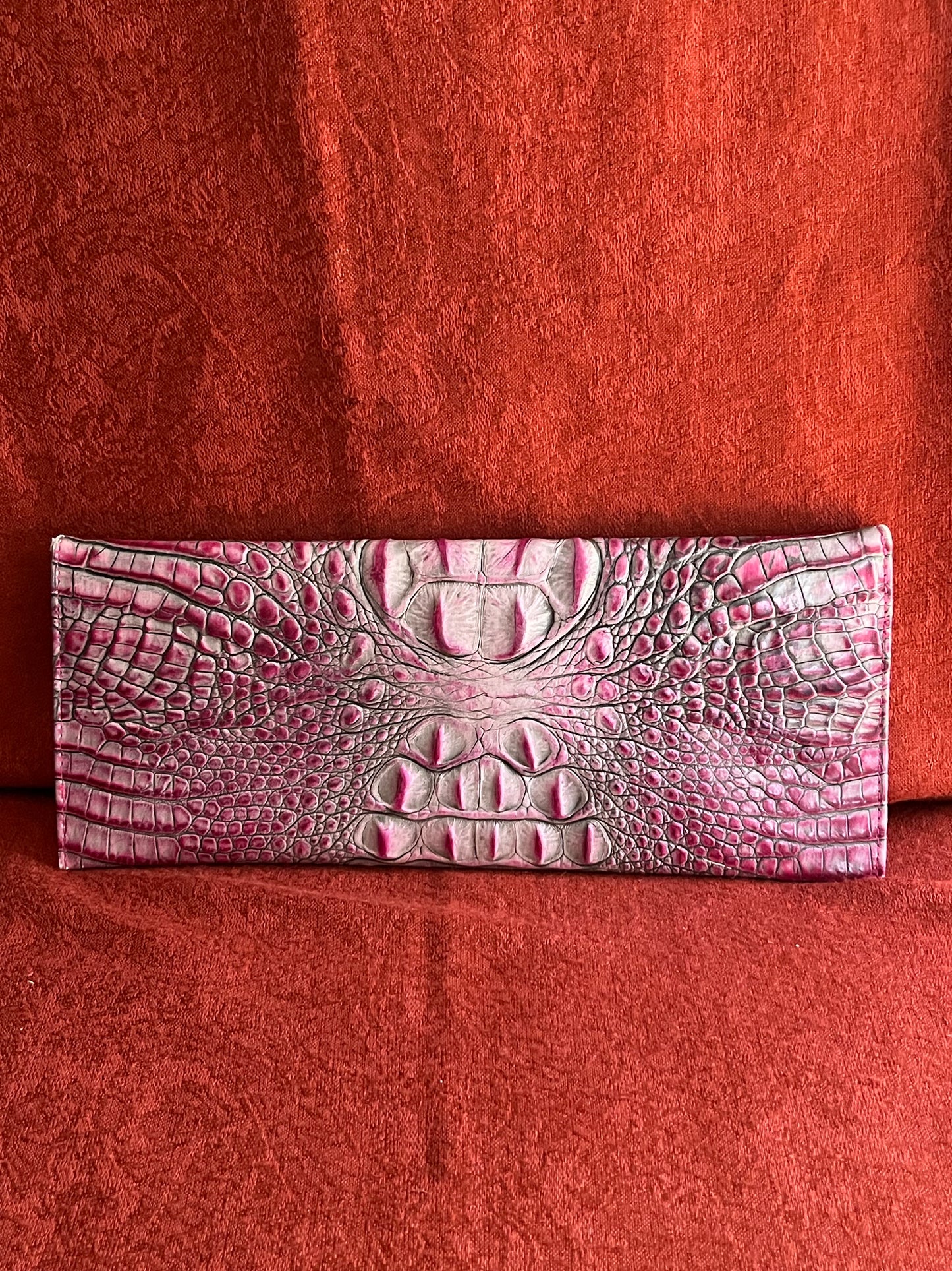 Vintage San Marino Gallery Embossed Pink Leather Clutch