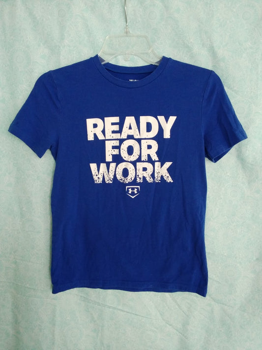 UNDER ARMOUR blue Heatgear Ready For Work Graphic Tee Shirt - Y MD