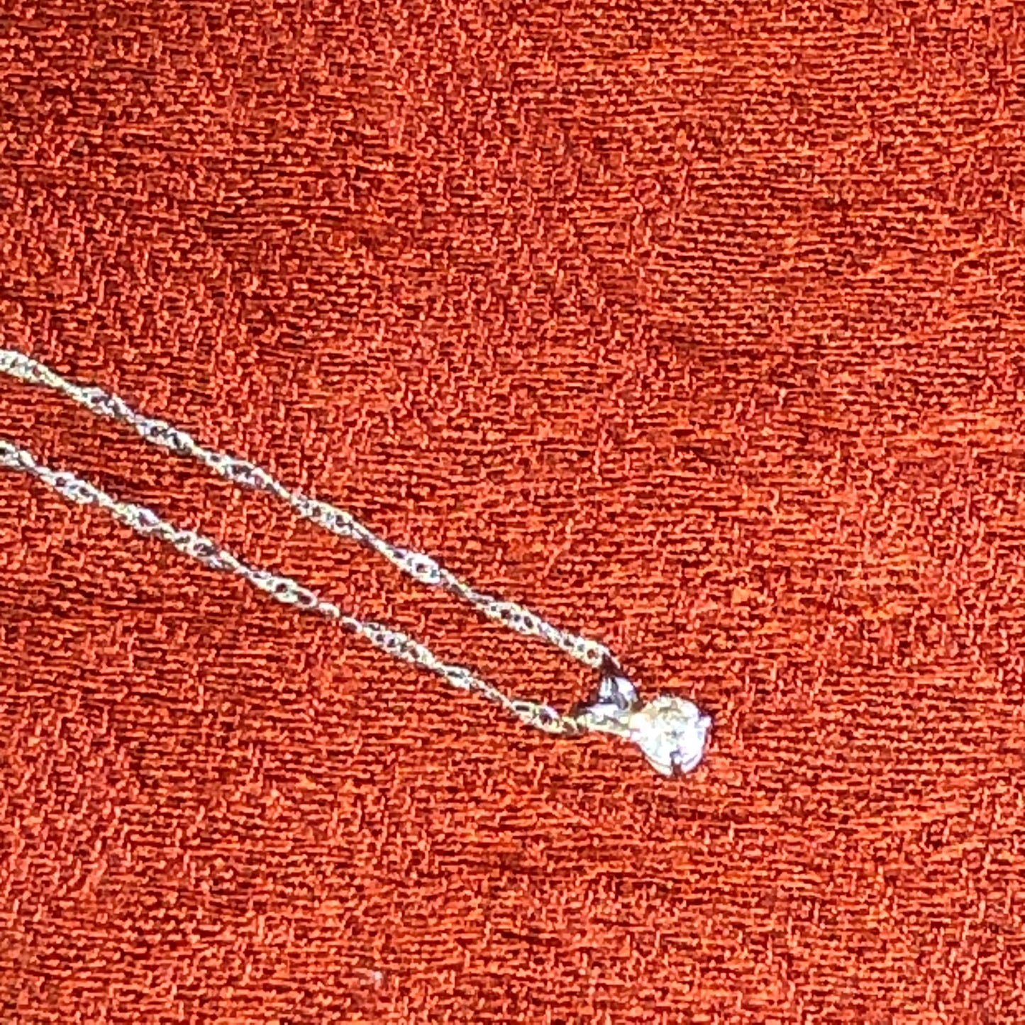 14K White Gold Diamond Necklace-16 inches