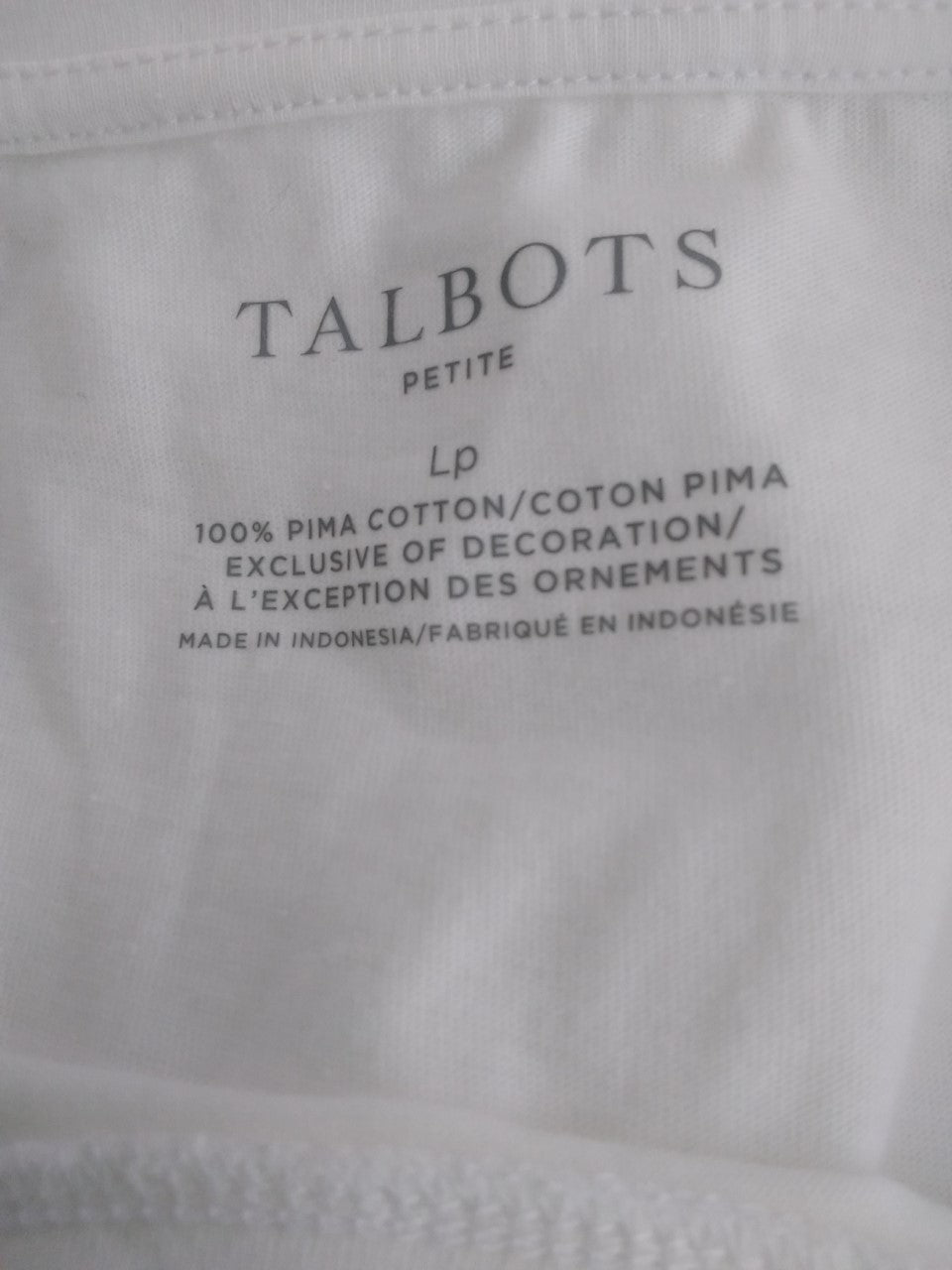 Talbots Petite white Blue Stripe Tie Hem Short Sleeve Top - LP